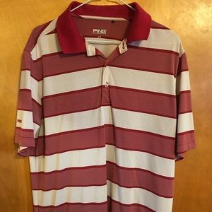 Men’s Ping Striped Golf Polo Sz Large